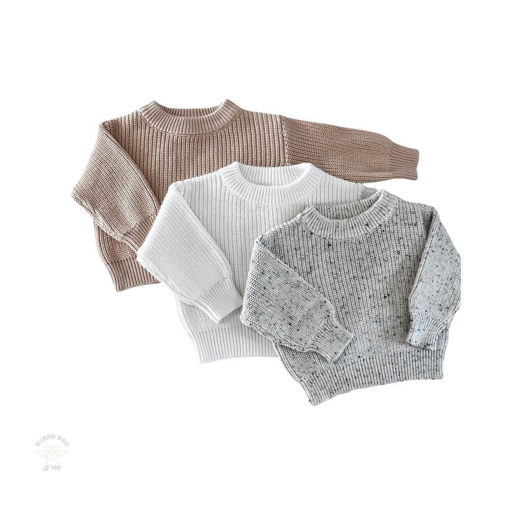 3 Baby knitted jumpers Seckle, white,nude,Bubba Bee & Me.
