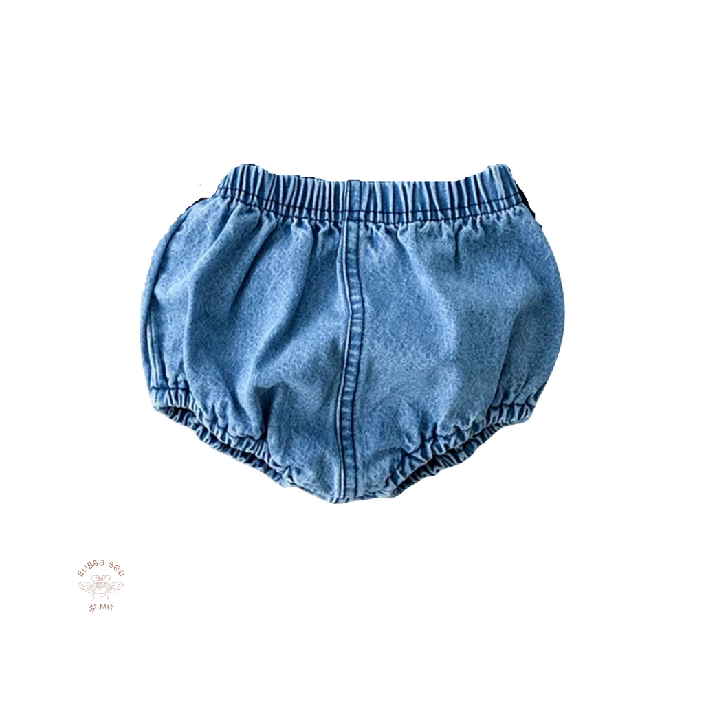 Baby dark denim bloomers. denim pilchers, Bubba Bee & Me.
