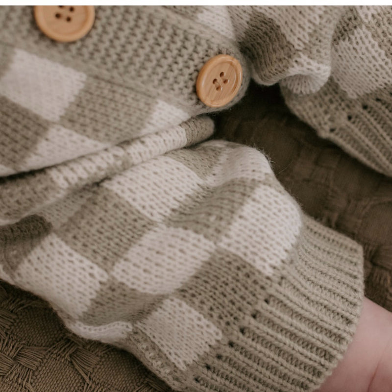 Knitted Onesie - Check Green.