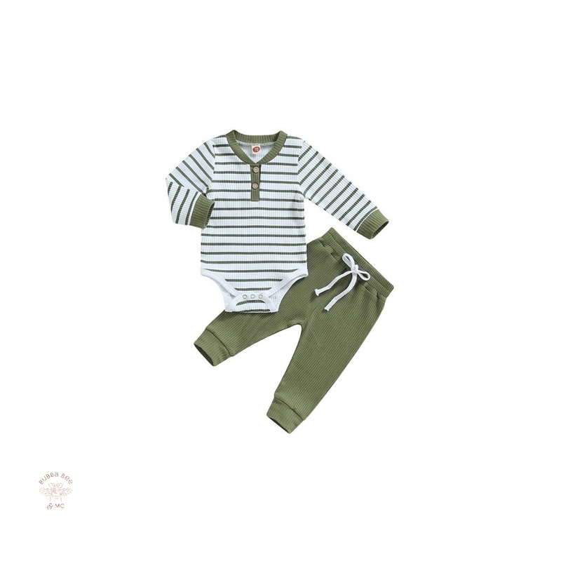 Stripe Green 2 Piece Set.