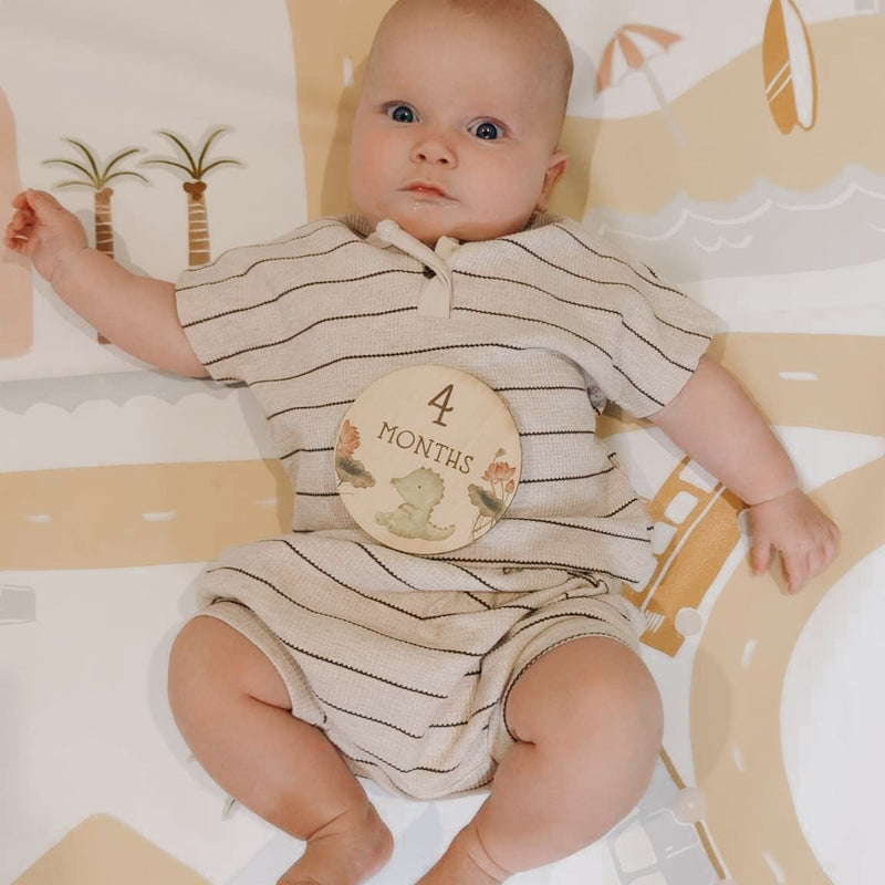 Natural fine stripe - 2 Piece Set.