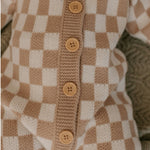 Knitted Onesie - Check Latte.