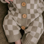 Knitted Onesie - Check Green.