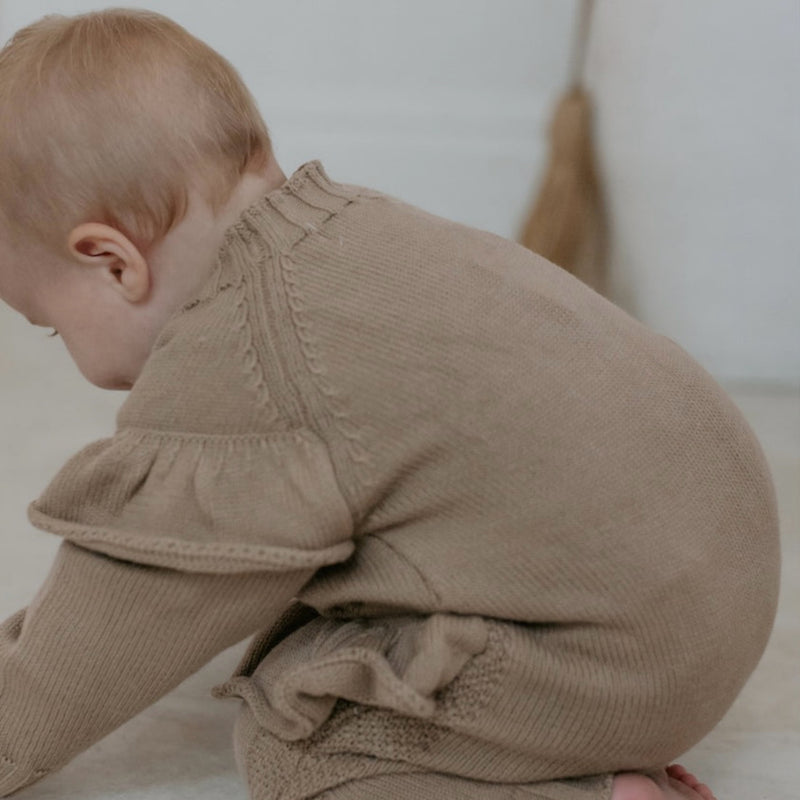 Knitted Pearl Button- Onesie.