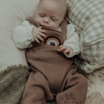 Embroidered Rainbow- Overalls - Brown.