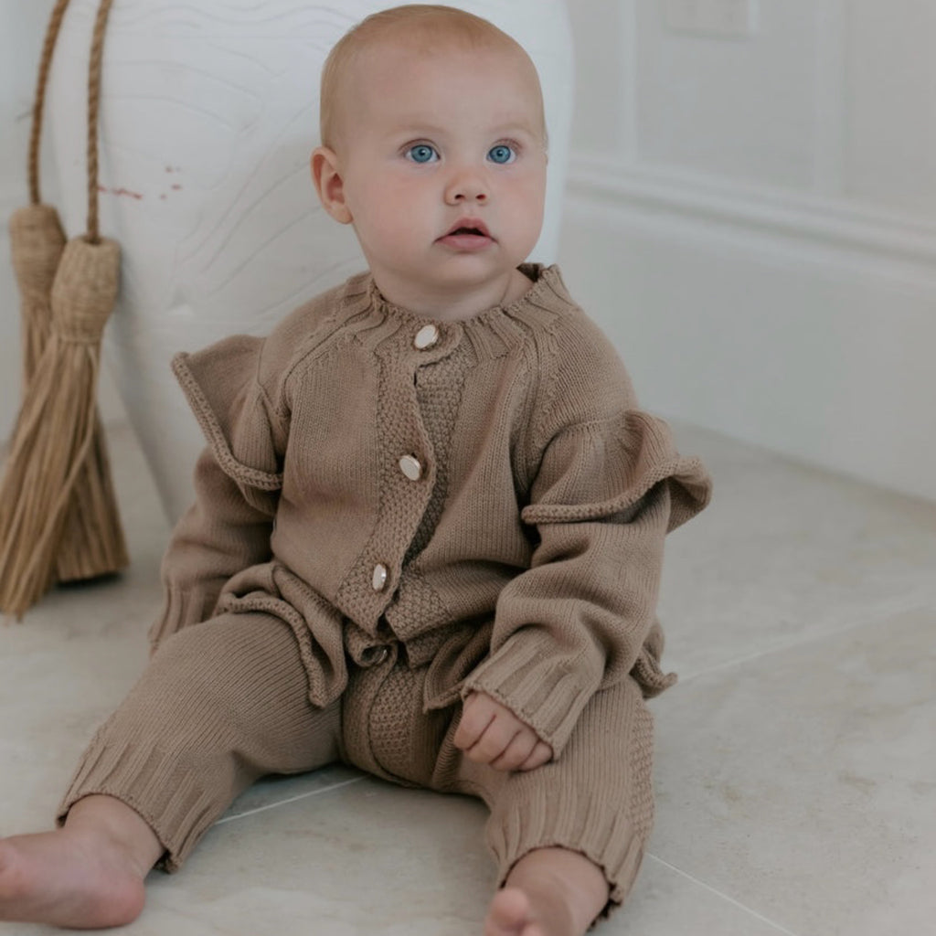 Knitted Pearl Button- Onesie.