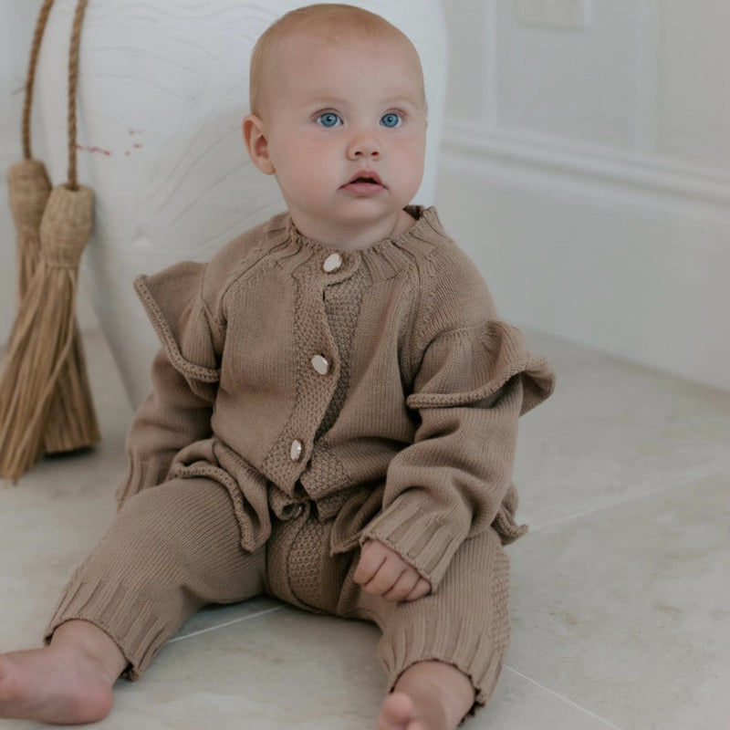 Knitted Pearl Button- Onesie.