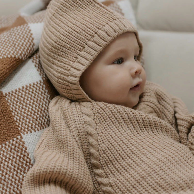 Knitted Romper - Caramel.