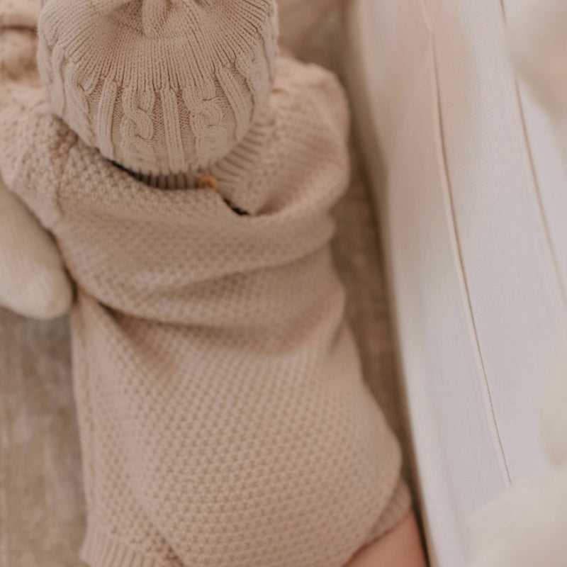 Knitted Romper - Oatmeal.