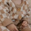 Knitted Onesie - Check Latte.