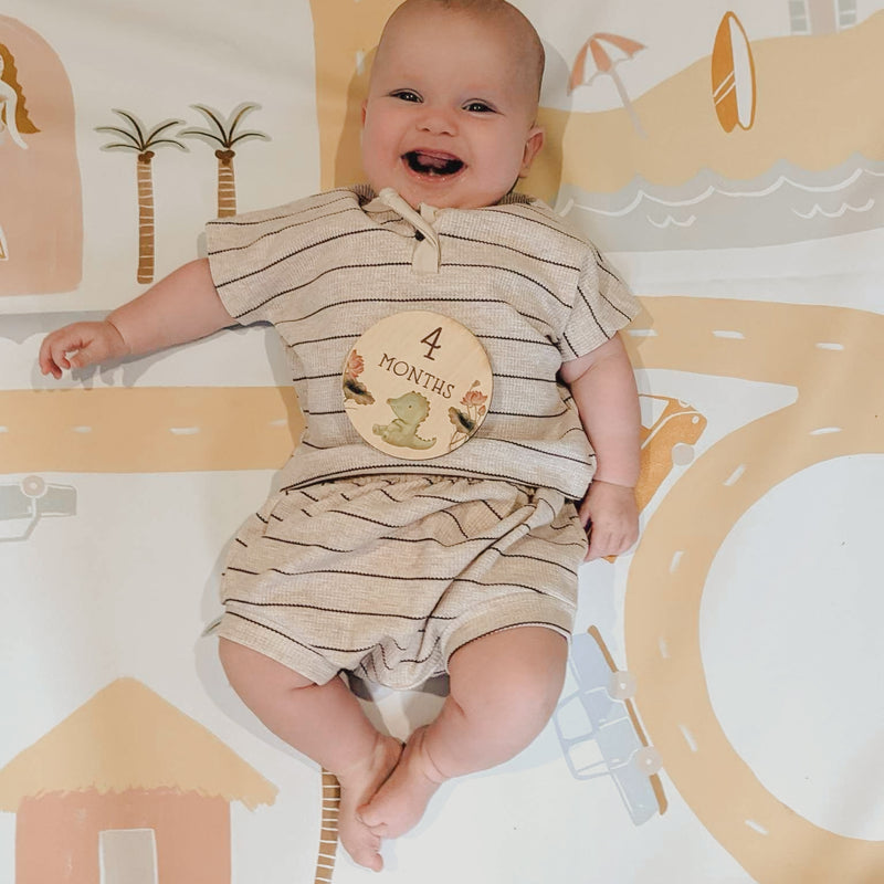 Natural fine stripe - 2 Piece Set.