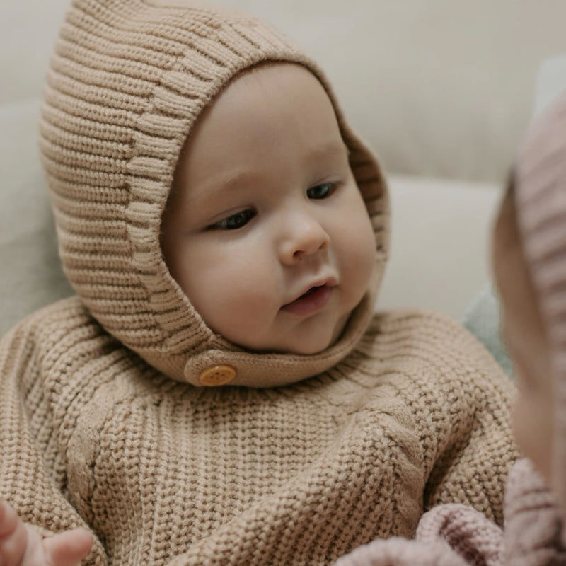 Knitted Romper - Caramel.