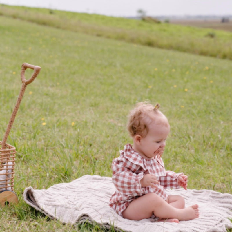Gingham Check Long Sleeve - Romper.