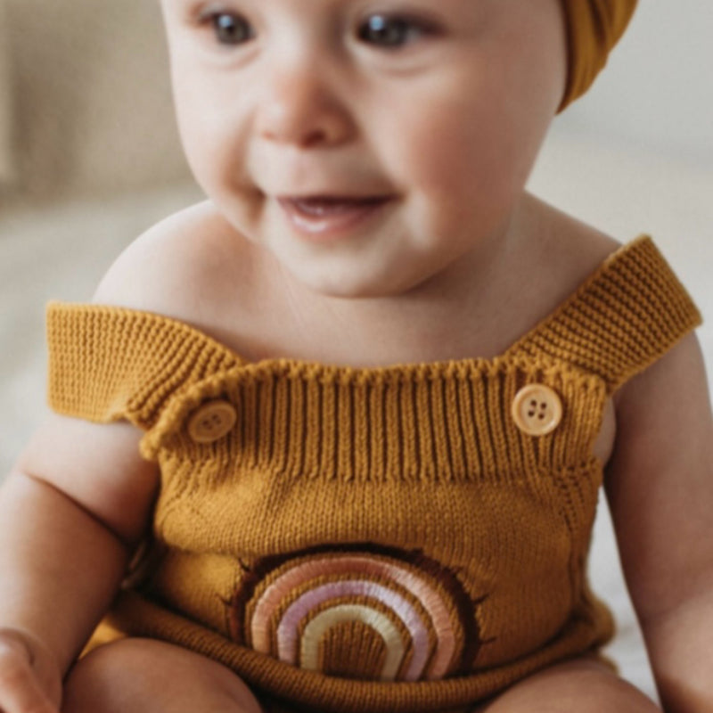 Knitted Rainbow Embroidered - Playsuit.