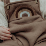 Embroidered Rainbow- Overalls - Brown.
