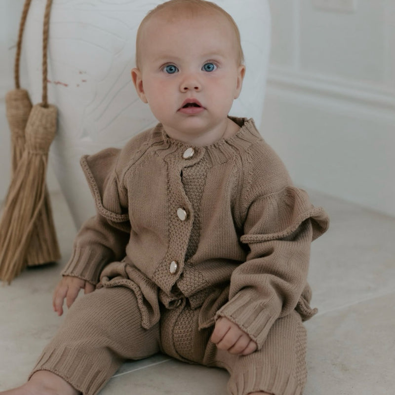 Knitted Pearl Button- Onesie.