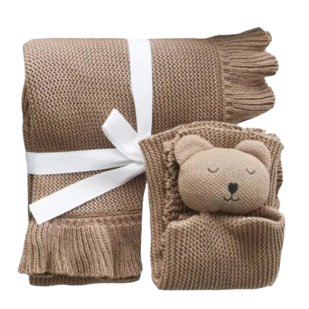 Blanket and Bear Combo - Baby Shower - Newborn Gift Set.