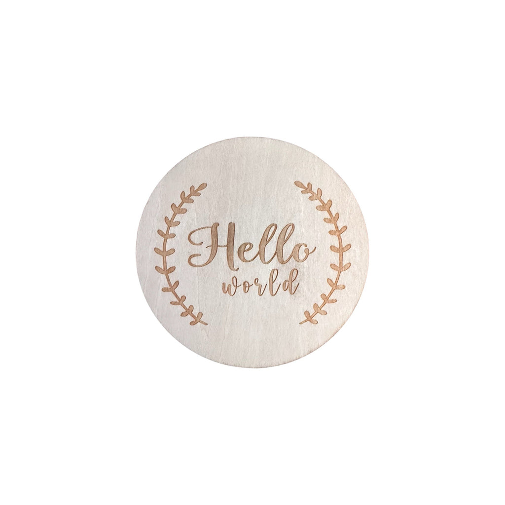 Hello World Timber Announcement Plaque Bubba Bee  & Me