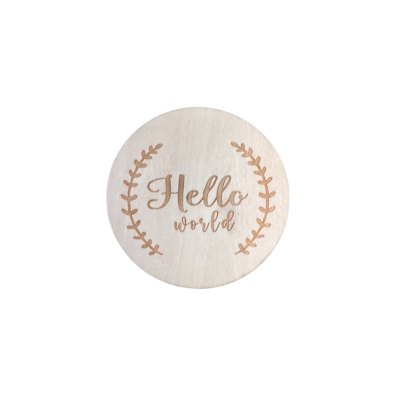 Hello World Timber Announcement Plaque Bubba Bee  & Me