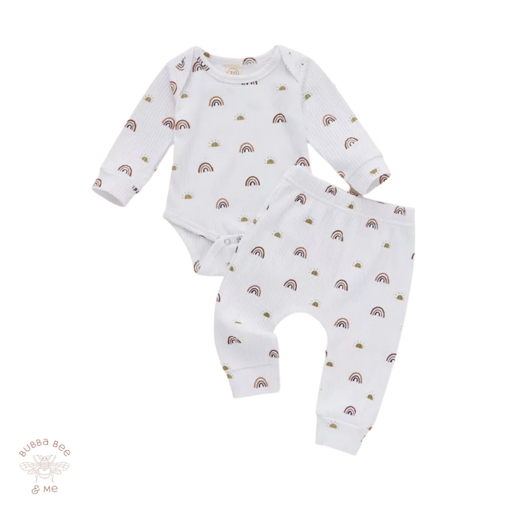 Baby Unisex rainbow set, Unisex Newborn set. Unisex rainbow 2 piece set, Bubba Bee & Me.
