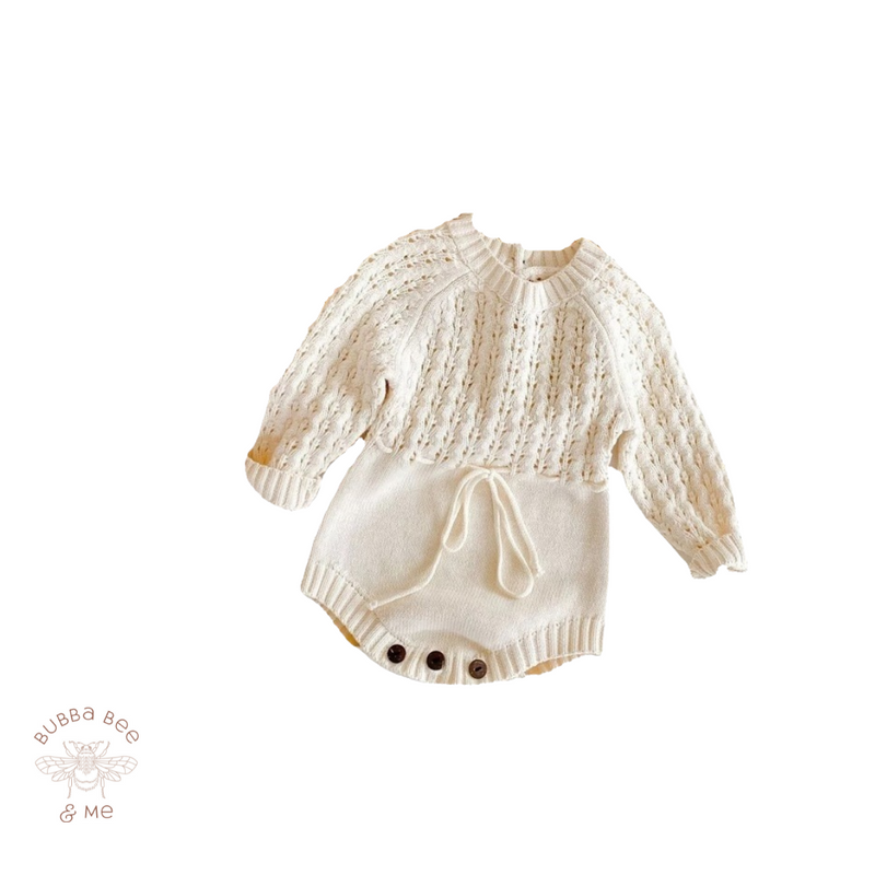 knitted Drawstring Waist - Romper.