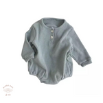 Ice Blue 100% Cotton long-sleeve romper 