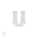 Baby girl, White cotton, Spanish style socks with satin ribbon, Bubba Bee & Me.