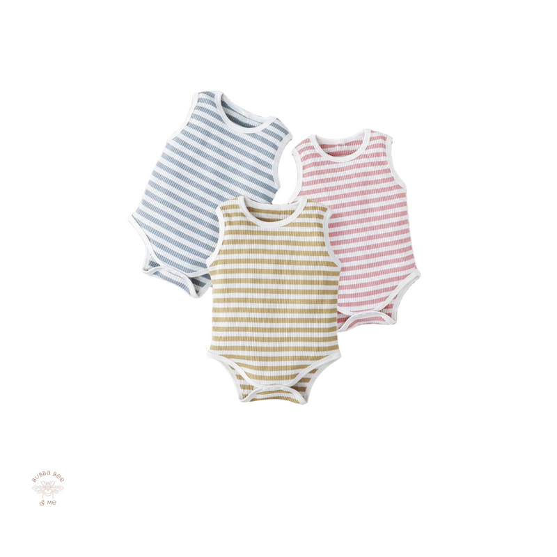 Summer Cotton Pastel Stripe Romper.
