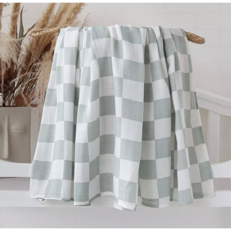 Swaddle - Organic - Checkerboard Green.