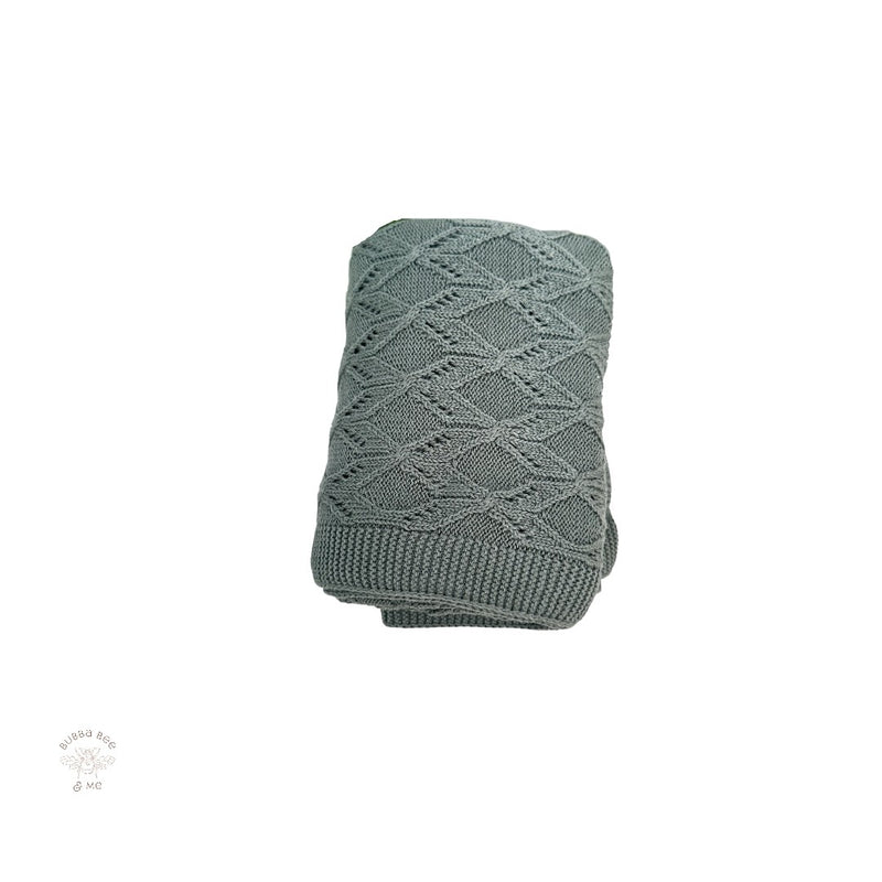 Knitted baby blanket,diamond pattern, pine green colour, Bubba Bee & Me.