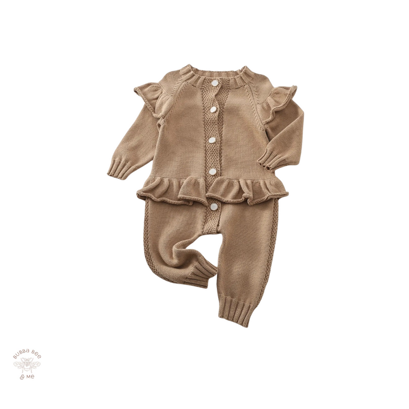 Knitted Pearl Button- Onesie.