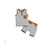 Baby boy Mustard and Navy stripe 2-piece set, Baby Boy summer set, Baby boy shorts and singlet, Bubba Bee & Me.