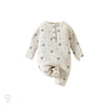 Baby girl stone colour onesie,botanical print,Bubba Bee & Me.
