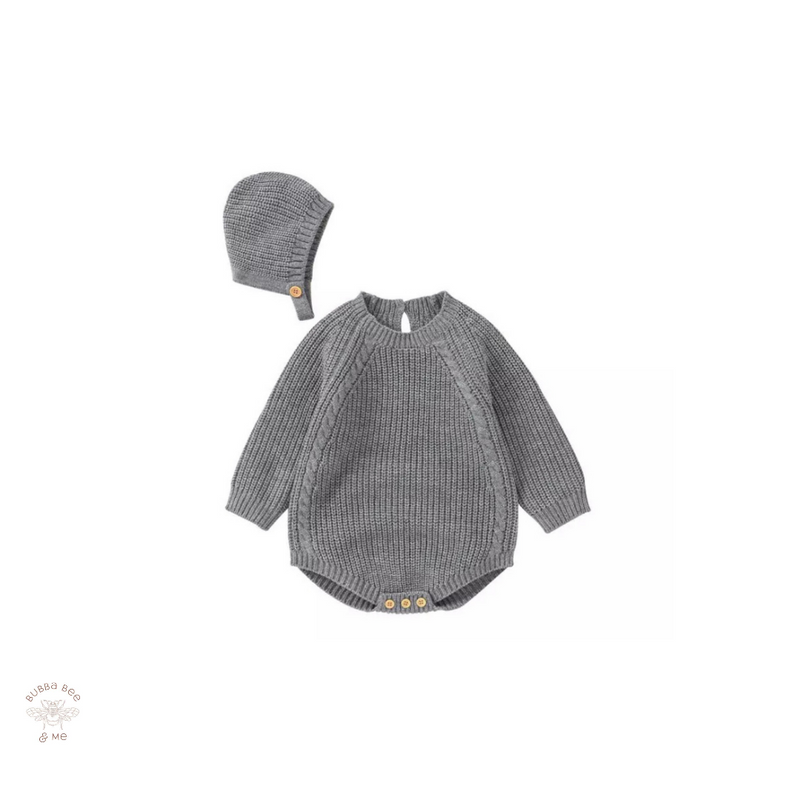 Knitted Romper - Grey.