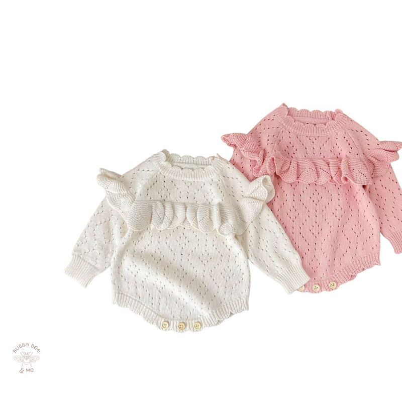 Knitted Ruffle Detail Romper.