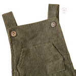 Baby Pine Green Cotton Corduroy romper, Baby summer romper, Bubba Bee & Me.