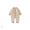 Checkered brown and white onesie, knitted onesie checkered, Bubba Bee & Me.