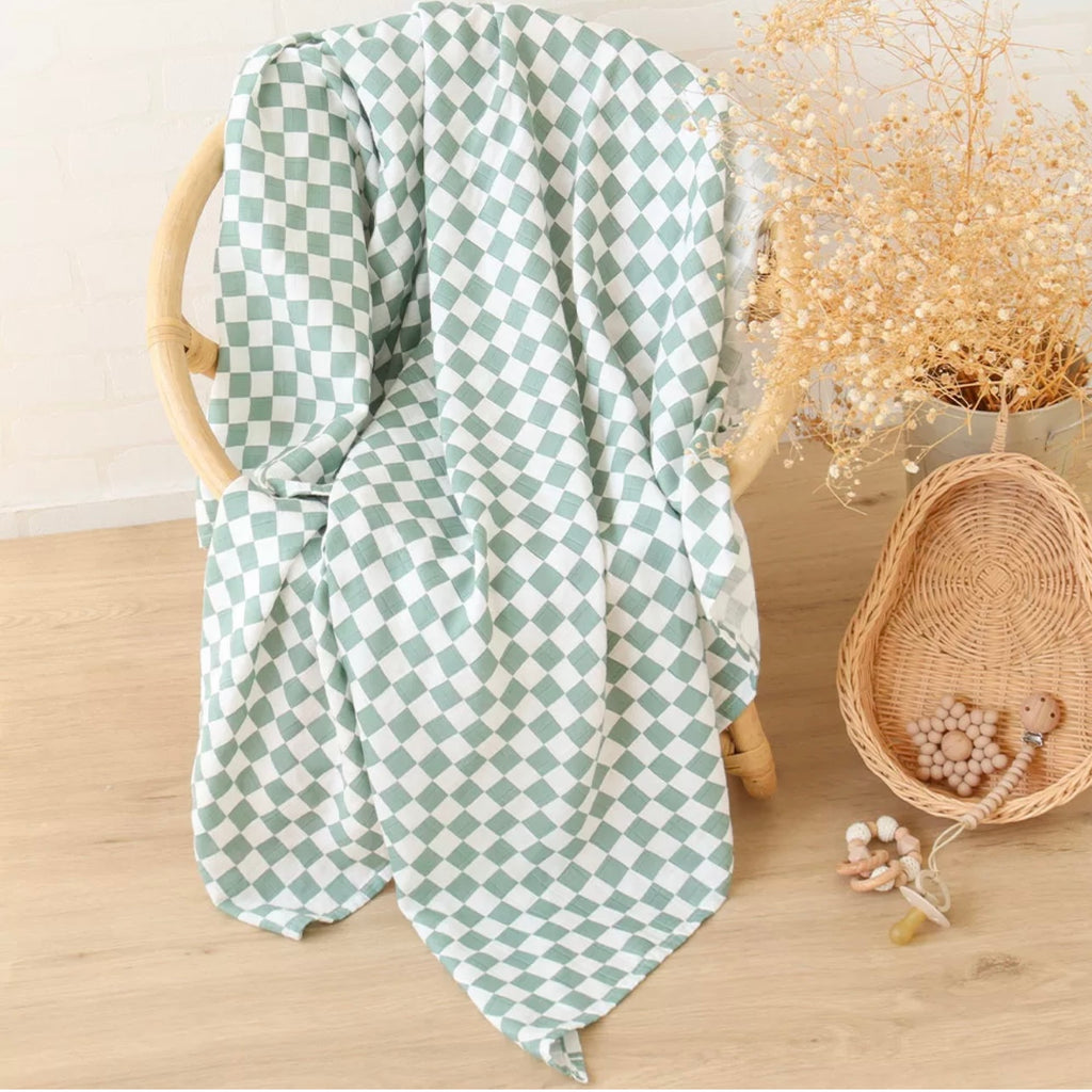 Swaddle - Organic - Check Green.