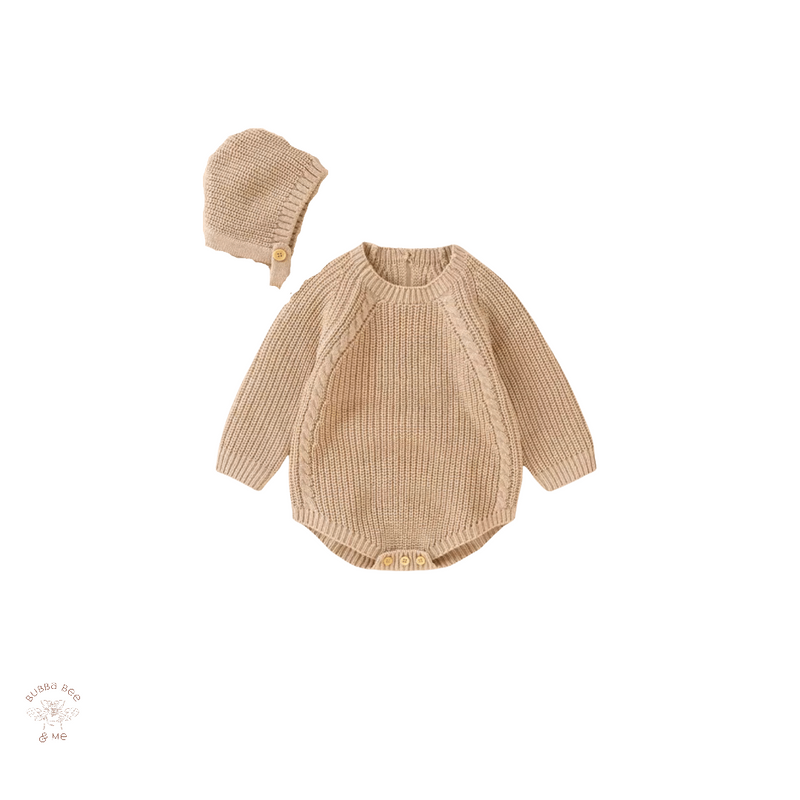 Knitted Romper - Caramel.