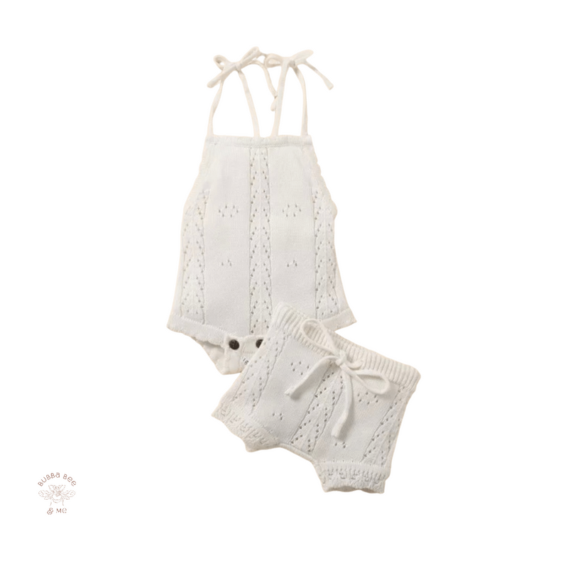 Fine Knitted White - 2 Piece Set.