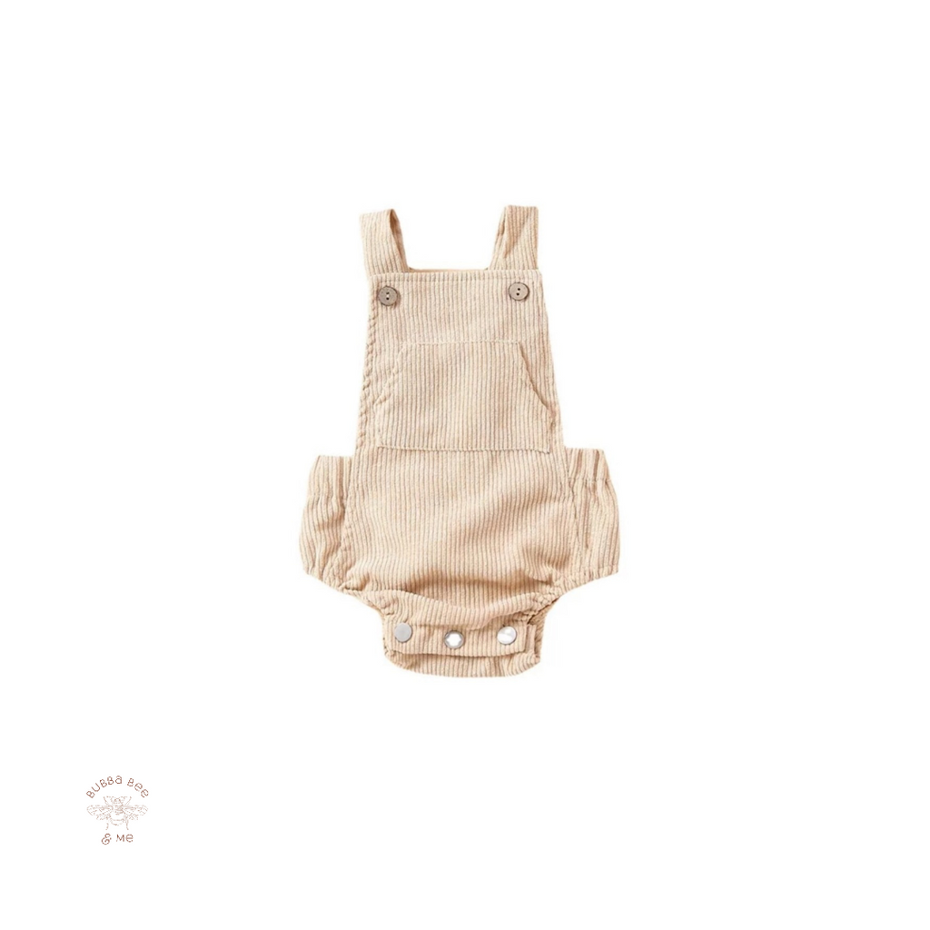 Baby Cream Cotton Corduroy Baby romper, Baby summer romper, Bubba Bee & Me.