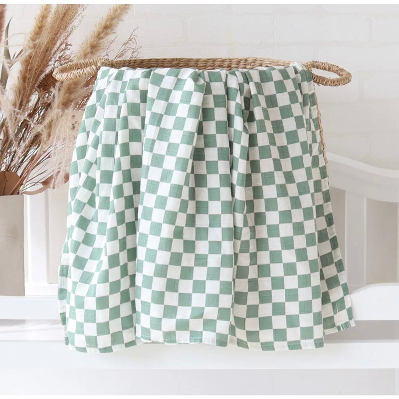 Swaddle - Organic - Check Green.