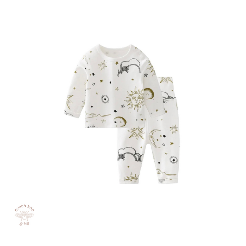 Organic Baby 2 piece set Sun Stars and Moons, cosmic,galaxy, Bubba Bee & Me.
