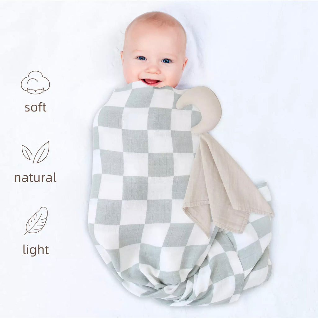 Swaddle - Organic - Checkerboard Green.