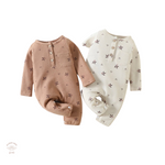 Baby girl Latte onesie Tan onesie, botanical print,Bubba Bee & Me.
