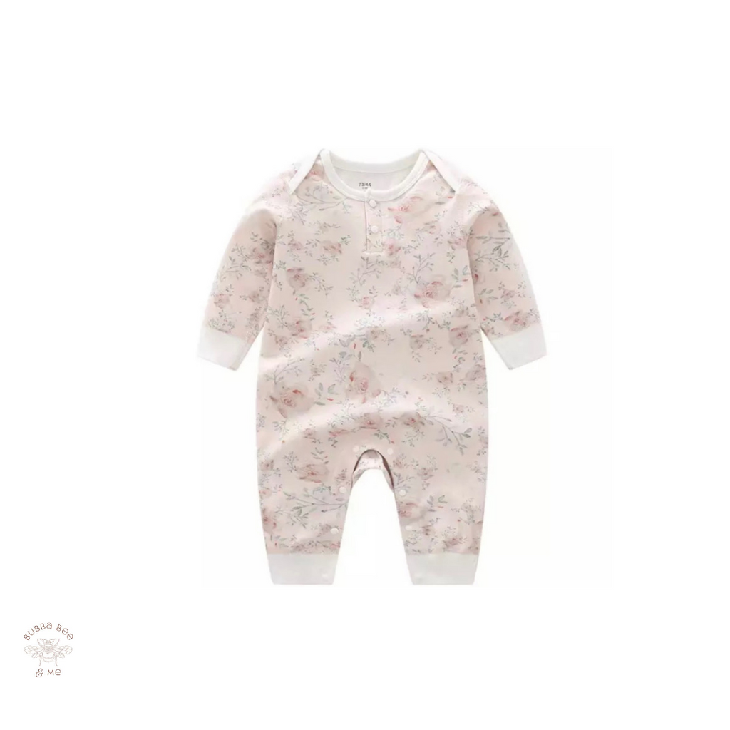 G.O.T.S. Certified Rose Print Onesie, Baby girl, Bubba Bee & Me.