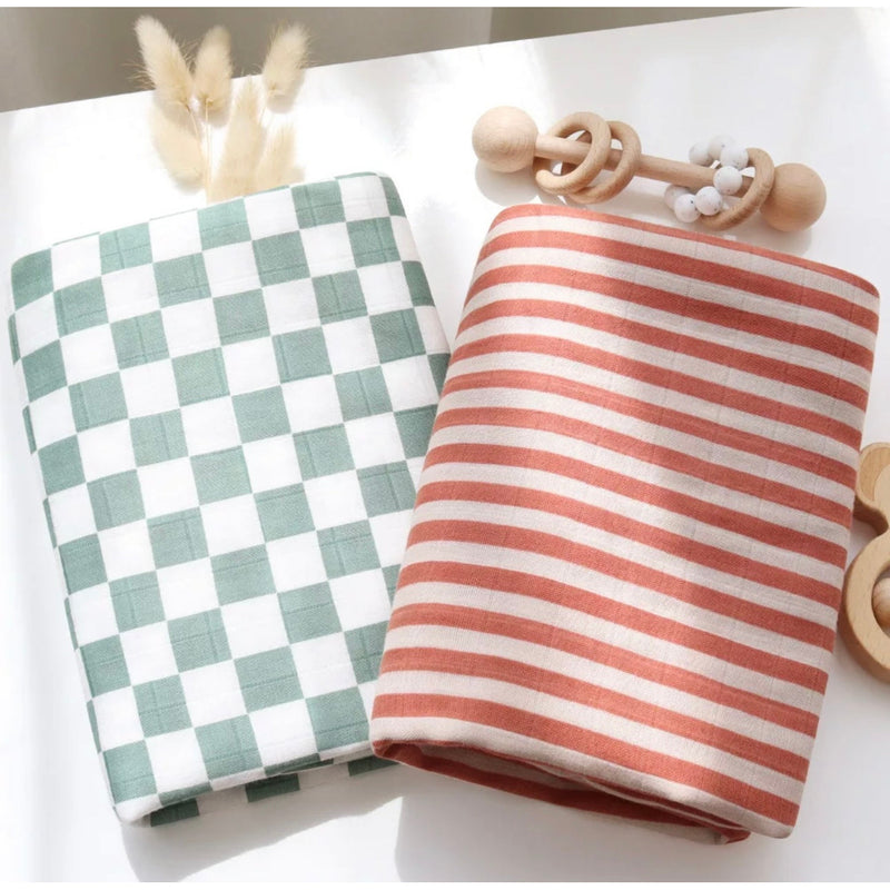 Swaddle - Organic - Check Green.