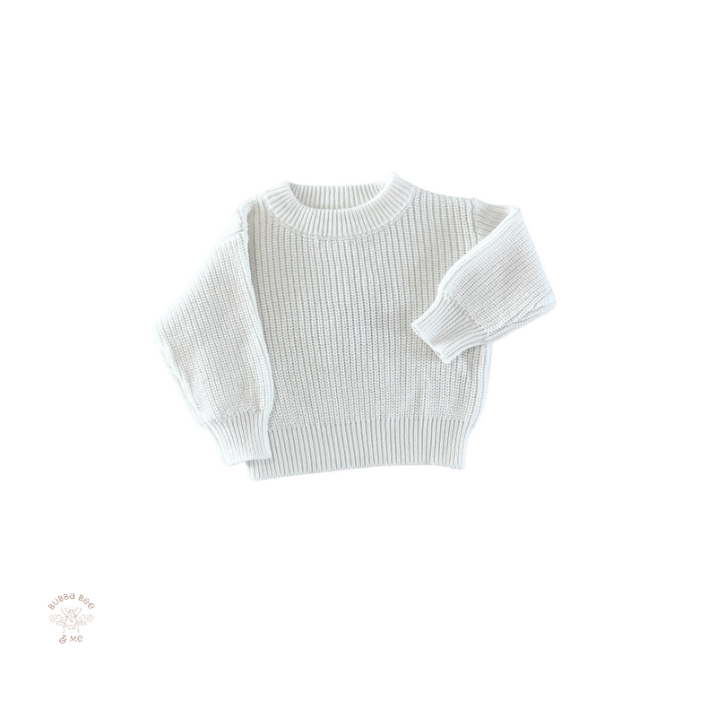 Baby knitted white jumper,Bubba Bee & Me.